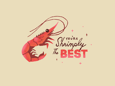 Shrimply the Best 🦐 🪩 animal illustration lettering pun shrimp texture tina turner