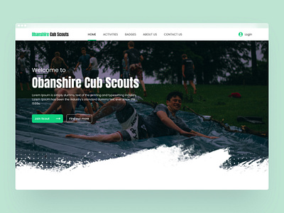 Landing page design for Obanshire Cub Scouts camping landing page nature scout sports ui design web design