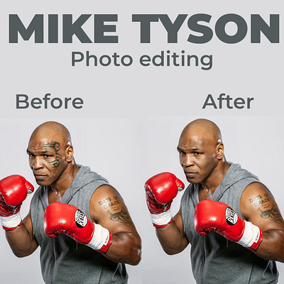 Mike tyson, photo editing color gradient face smooth freelancer graphic design image edit makeup tone mike tyson object removal photo editing photographer phototshop editing skin retouch tatto remove unwanted object remove