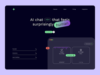 AI Chat ai ai chat black color design first screen gradient interface landing logo ui ux webdesign website