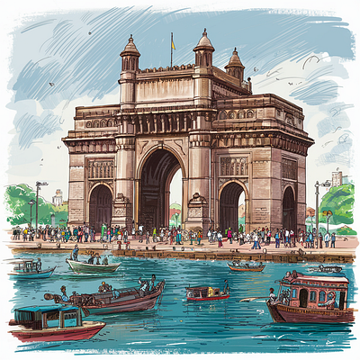 Gateway of India Illustration 2d arena animation gateway of india india minimalism motion graphics mumbai
