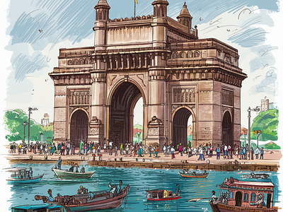 Gateway of India Illustration 2d arena animation gateway of india india minimalism motion graphics mumbai