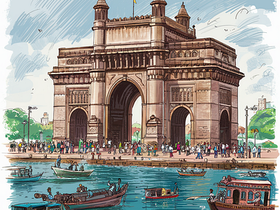 Gateway of India Illustration 2d arena animation gateway of india india minimalism motion graphics mumbai