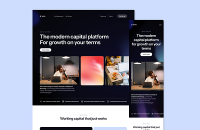 Landing page: Capital Investment platform design fintech landing page mobile ui website