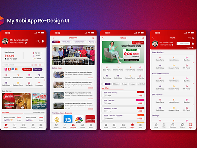 My Robi App Re-Design UI mobile operator my robi app my robi app high fidelity my robi home offer robi robi app interfaces robi apps robi wireframe uishots