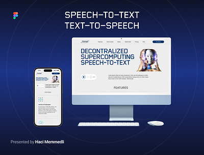 Speech–to–text AI Landing page ui design ai aidesing design figma landingpage ui uidesign ux webdesign