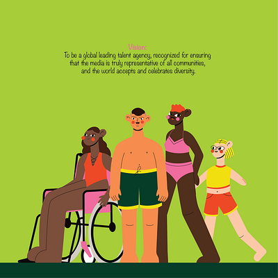 Illustrations for Zebedee Talent adobeillustrator charactersillustration children design disabled disabledcharacters equity illustration modelagency models redhair swimsuit vector wheelchair
