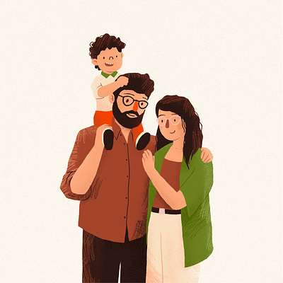 Family self-portrait family illustration portrait
