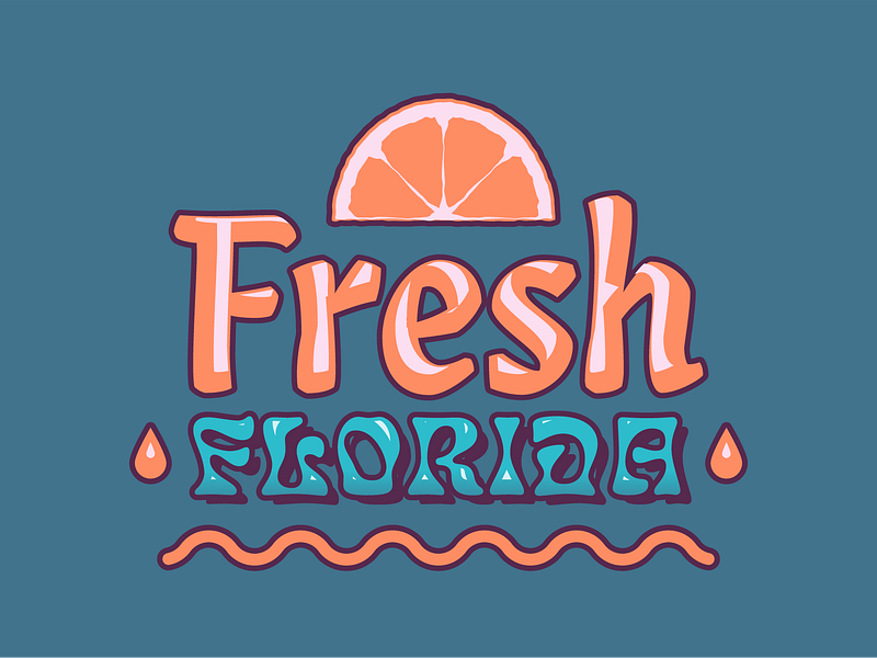Fresh Florida adobe illustrator branding color drip florida fruit illustrator logo orange orange slice state type treatment typography united states vector waves