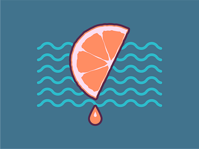 Orange Drip adobe illustrator brand branding color drip drop fruit illustration illustrator logo orange orange slice teal vector water waves