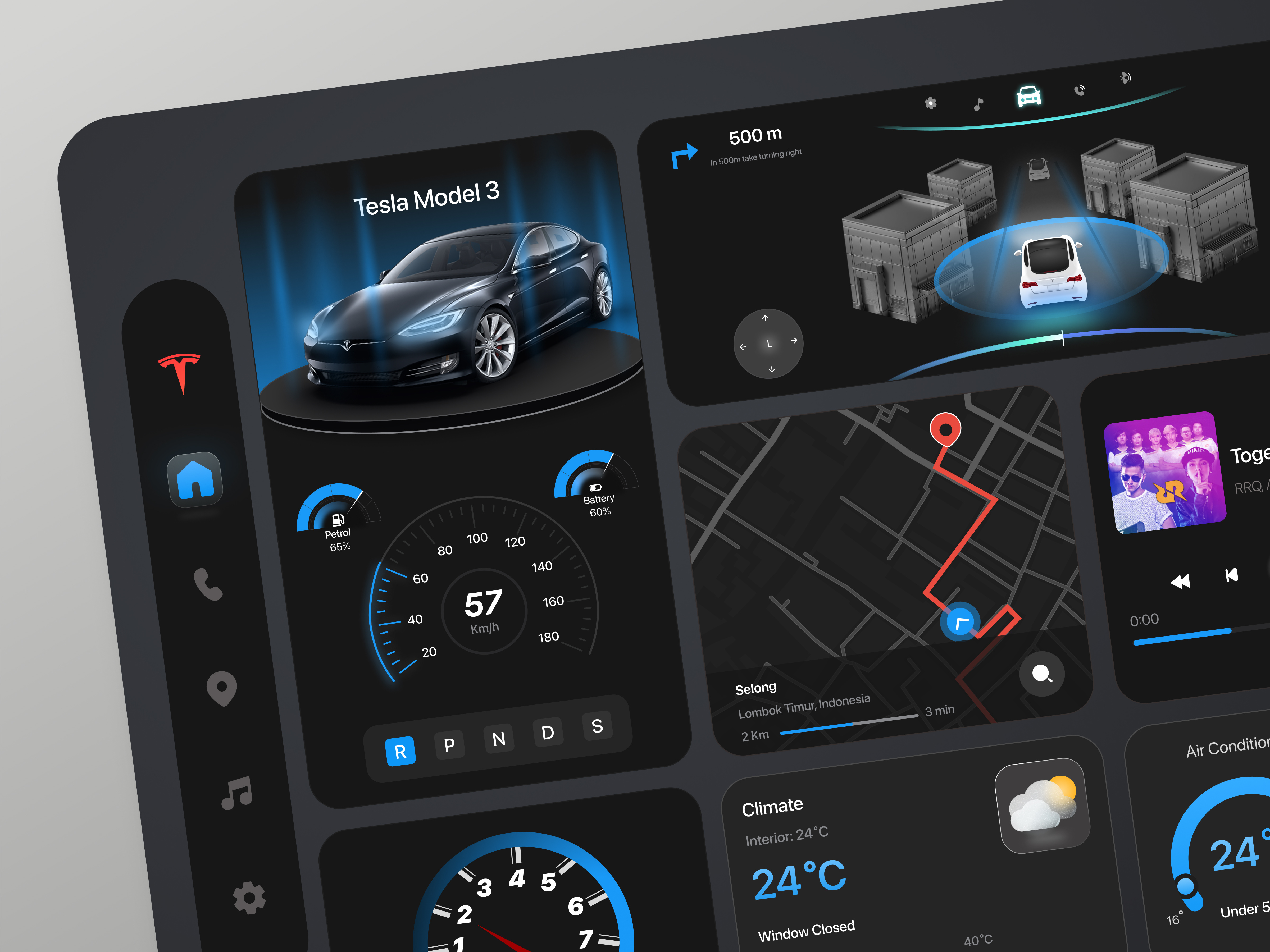 Electric Car Dashboard automobile automotive car car website dashboard dashboard design display electric electric car electric vehicle maps motor design road smart device speed tesla traffic ui ux ui design vehicle
