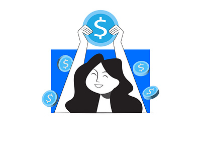 Girl holding dollar/money/cryptocurrency flat illustration 2d 3d animation coin creative creative design cryptocurrency design dollar flat illustration girl graphic design happy girl holding illustration minimal money ui vector