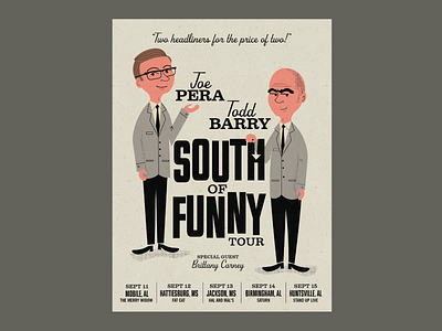Todd Barry / Joe Pera Comedy Tour poster character illustration comedy design gig poster graphic design illustration mid century poster design typography vector