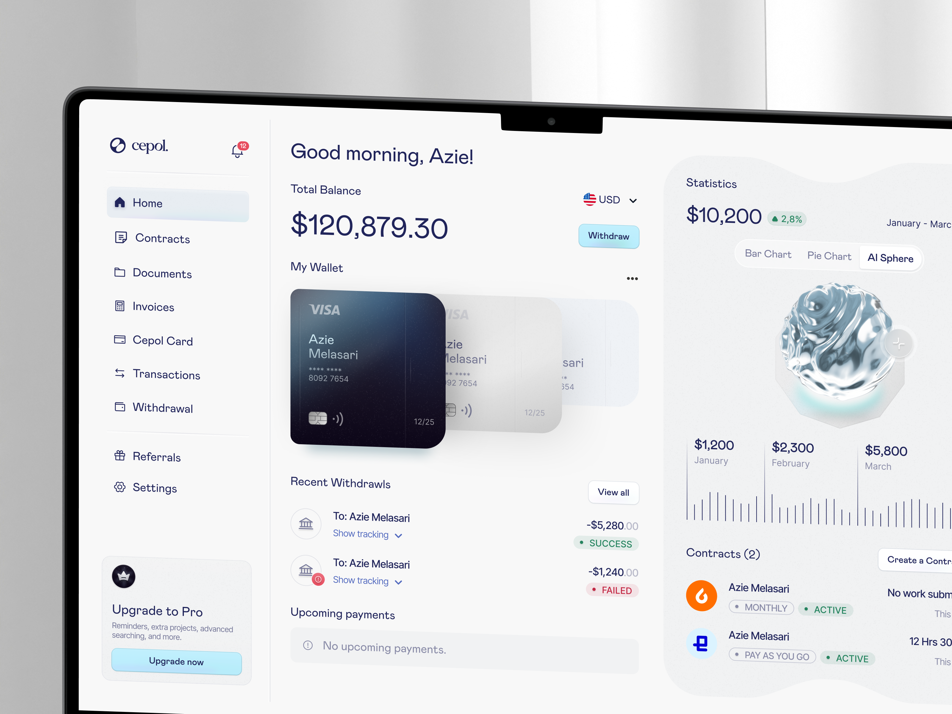 Cepol - Finance Web App ai ai sphere bank bank app banking card clean cmdk dashboard deel finance fintech product sidebar transaction transfer wallet web web design website