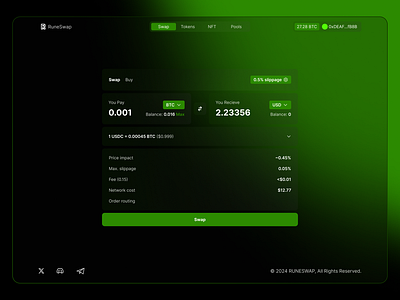 RuneSwap - Crypto Exchange Responsive Web Design app design black and green crpyto web crypto exchange web design crypto web design glass effect green and black responsive web responsive web design ui ux web design