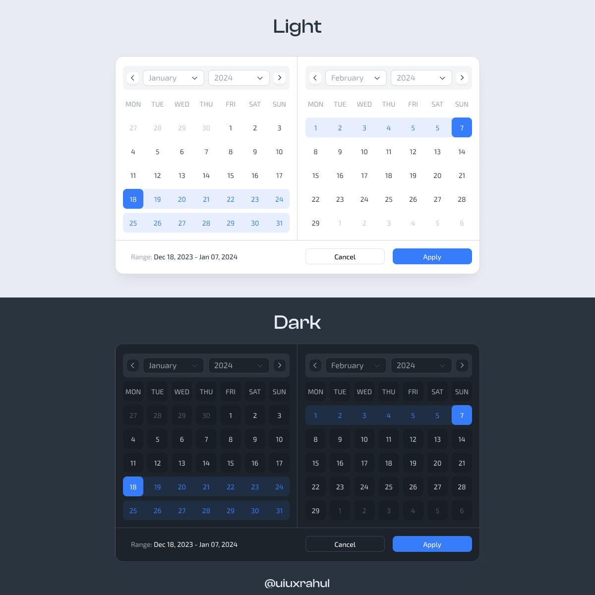 Date picker range by Rahul Sarkar on Dribbble