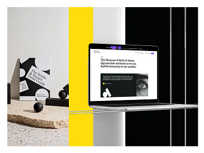 Museum of Sticks and Stones black and white branding business clean design geometric header minimal mockups museum shapes simple ui web design webflow website