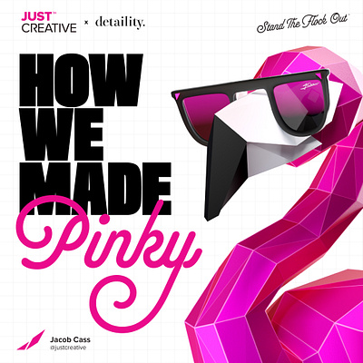 Brand Mascot Process: Pinky The Flamingo 3d 4d brand branding character costume flamingo glasses graphic design illustration mascot process
