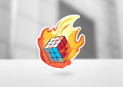 Flaming Speed Cube Sticker illustration print designer stickers