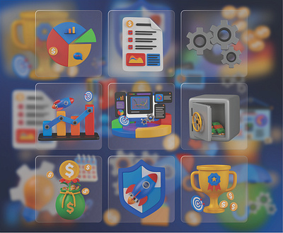 Business 3D Icon Set 3d achievement business business 3d icon business statistic data analysis finance growing icon illustration investment management marketing report file rocket safebox secure project setting startup startup achievement