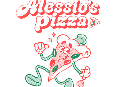 Alessio's Pizza artwork branding drawing graphic design illus illustration logo