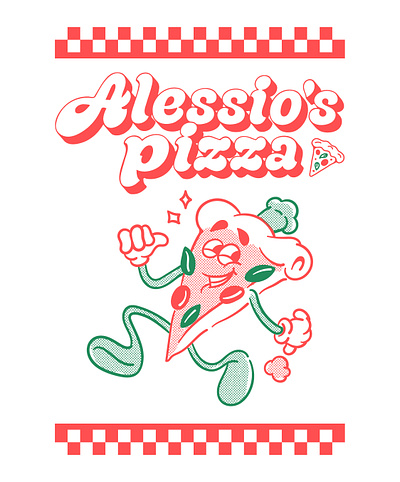 Alessio's Pizza artwork branding drawing graphic design illus illustration logo