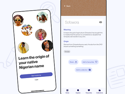A Nigerian name dictionary exploration clean design dictionary illustration minimal mobile app name dictionary nigerian ui ui design