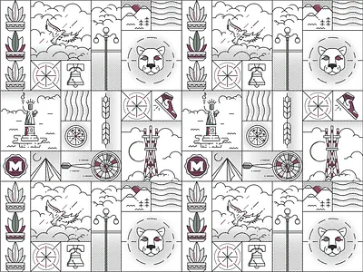 icon pattern bell boston character character design design halftone illustration illustrator lion minimal minimalism mono pattern plant simple tiger vector