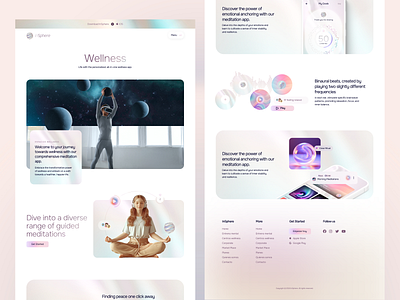 Wellness 3d app aural branding clean design flat footer illustration layout meditation mindfulness sphere ui ux vr web website wellness