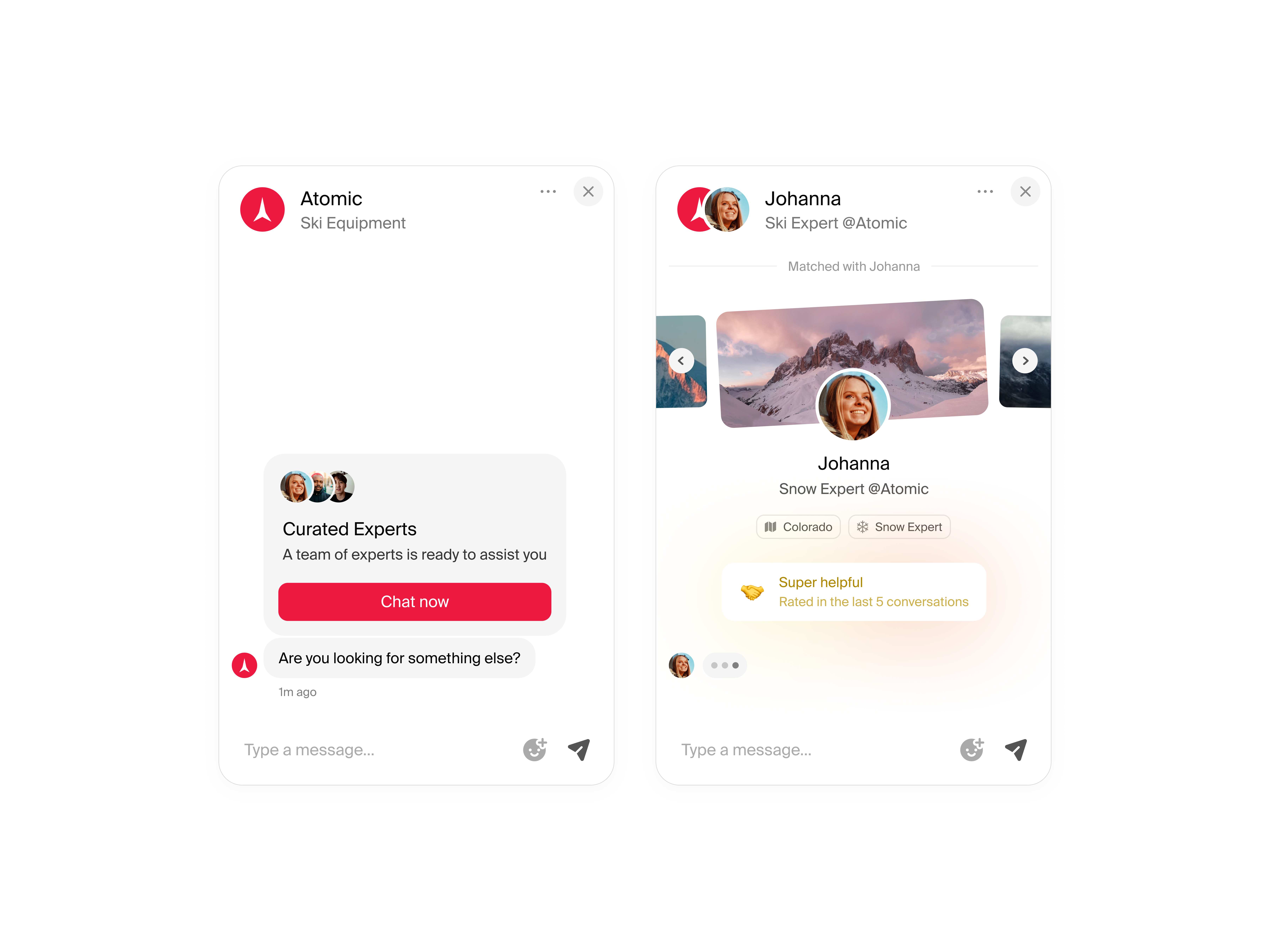 Live chat app clean conversation menu messages minimal mobile app modal notifications popup profile rating saas send shop simple support ui ux web app