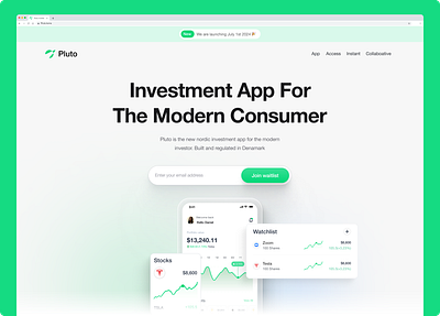 PlutoMarket - Website Redesign banking design finance hero section investment landing page landing page mobile app stocks stocks landing page stocks mobile app ui