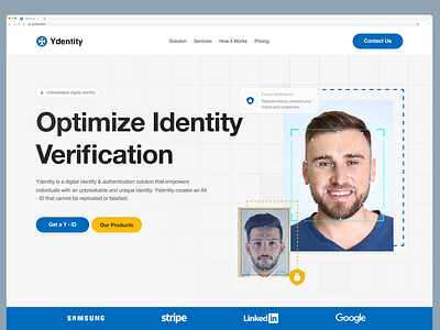 Ydentity - Website Redesign design health tech hero section identity landing page landing page medical website medtech landing page ui verification landing page