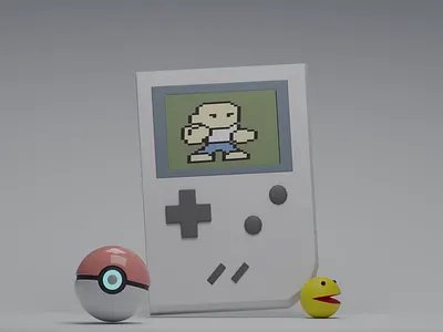 Gameboy 3D Animation 3d 3d art animation blender character console cycles gameboy nft nintendom pacman pixel pokémon render retro ui videogame