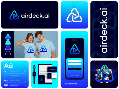 airdeck 99designs ai airdeck app audio video narration brand guideline brand identity designer branding design document sharing gradient graphic design icon logo logo designer mark modern play symbol tech