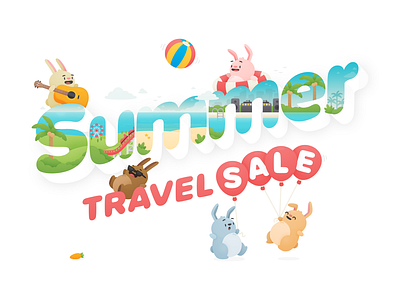 Deal Drops - Summer Travel Sale bunny cute hopper illustration sale summer travel