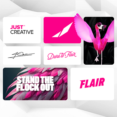 JUST Creative Brand Refresh brand identity branding character email flamingo j just creative logo mascot signature slogan tagline