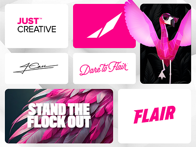 JUST Creative Brand Refresh brand identity branding character email flamingo j just creative logo mascot signature slogan tagline