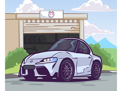 THIS IS SUPRAA!! 🏎️ 💨 automobile automotive car drive engine icon illustration logo road sedan sport car supra toyota toyota supra transportation trip vehicles wheel white