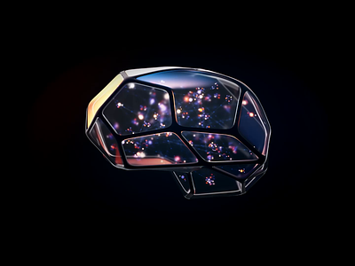 Brain icon Thinking process 3d animation brain branding glass loader loading logo network neural neuron particles proccessing process progress shape simple thinking vfx