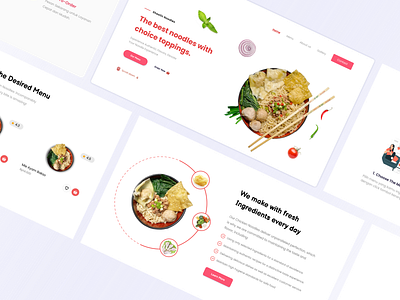 Mie Shaolin chicken noodle culinary design food app graphic design ill illustration landing page landing pages mie ayam noodles recipe ui ui ux user interface webdesign