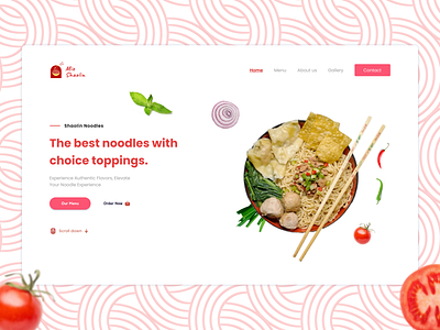 Mie Shaolin chicken noodle culinary design food app graphic design ill illustration landing page landing pages mie ayam noodles recipe ui ui ux user interface webdesign