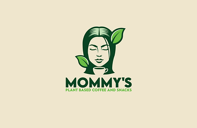 Coffee Shop Logo branding calm coffee eco face feminine girl lady leaf logo mom mother negative plant simple space tea vector woman young