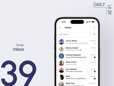 Day 39: Inbox chat app design daily ui challenge inbox design information architecture microcopy ui design user experience user interface visual design