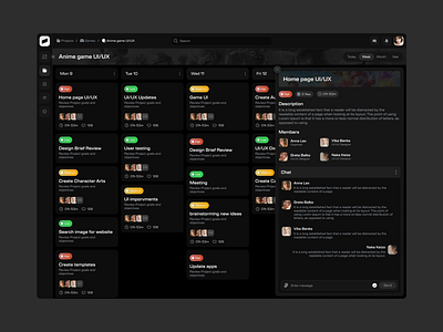 Work Planning Dashboard ✦ app dark dashboard design games mobile planning ui ux website work