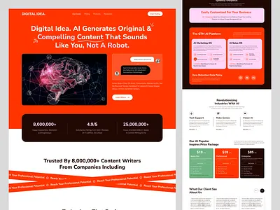 Digital Idea - AI - Landing Page adobe firefly ai ai chatbot ai landing page ai startup art ai art generator artificialintelligence clean customer service customer support design language ai model text to image ui uiux ux web website