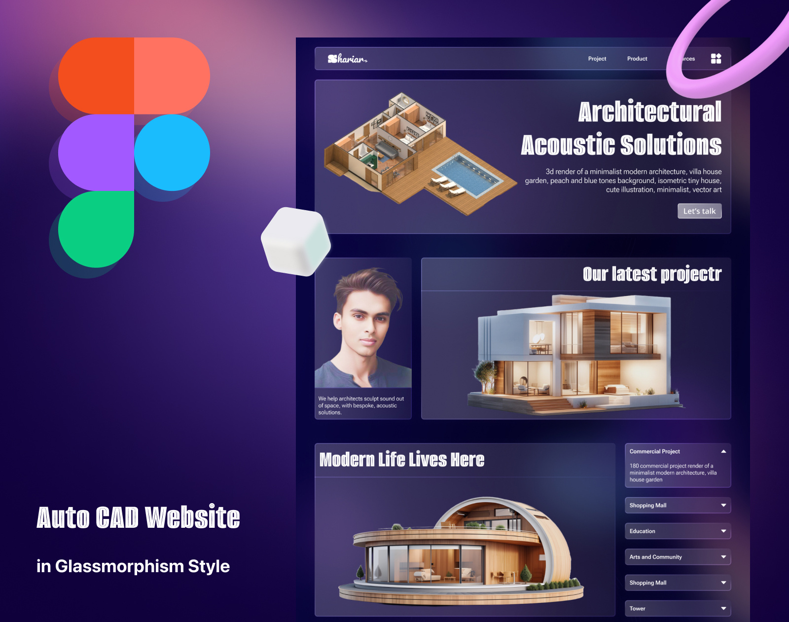 Website in glassmorphism style 3d animation branding business design figma graphic design illustration lendingpage logo motion graphics pixelperfectcreation ui ui design uiux web design website xd