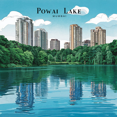 Mumbai Powai Lake Digital Art artworks concept art fan art fanartwork handrawn india mumbai powailake vectorart