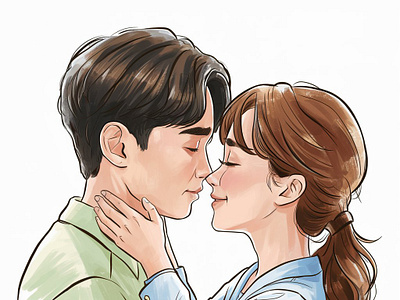 Romantic K-Drama Couple Fanart concept concept art fan art korean drama koreandrama student work