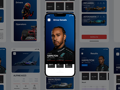 F1 Racing App ui Design | Formula 1 | Lewis Hemalton aston martin car app car app ui design car ui design f1 formula racing f1 race ferrari lewis hemalton max mercedes racing app ui