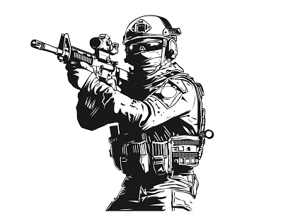 Military illustration Design black white character fire man illustration logo military military drawing us army vector veteran